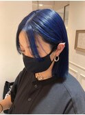ディープブルー 鎖骨ミディアム ブルーグレージュ　暗髪