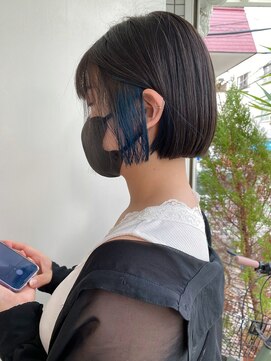 モリオ フロム ロンドン 大宮2号店(morio from London) 【なかじま ひびき】黒髪ボブ×インナーブルー