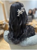 結婚式ヘアアレンジお呼ばれヘアハーフツインヘアセットKA-14