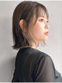 前髪艶感こなれヘアレイヤーカットシースルーバングセミディ