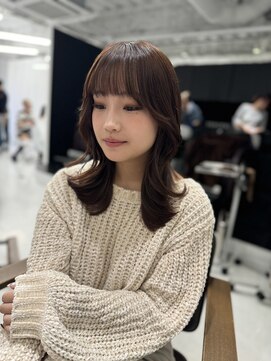 ハピネス 梅田茶屋町店(HAPPINESS) ミディアムレイヤー/韓国ヘア/顔まわり/ブリーチなし/べージュ
