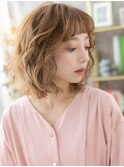 ★オン眉前髪パーマエンドカラー抜け感ウルフボブ20代30代★1