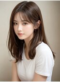 30代40代◎小顔ミディアムレイヤー×美髪縮毛矯正