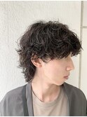 簡単スタイリング◎メンズパーマニュアンスパーマくせ毛風ウルフ