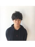 men'sマッシュショート アッシュブラック ダークアッシュ◎30代