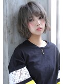 ダブルカラーでシルバーグレイカラー/こなれボブ【Laetus】