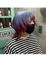 インク 渋谷(INK.)&nbsp;ウルフカット×シルバーカラー×裾レッドカラー