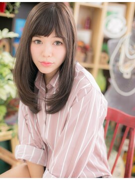 カバーヘア イヴ 戸頭店(COVER HAIR EVE) フレンチカジュアル斜めバング黒髪ワンカールc5戸頭20代30代40代