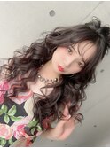 ハーフアップアレンジ/波巻き/韓国ヘア/ウェーブ巻き/お団子