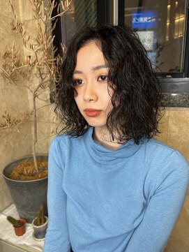 スティーロ 渋谷(Steelo) Steelo 大人ボブパーマ×ブルーブラック