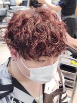 フィフス 原宿(fifth) ツイストスパイラルパーマツーブロックマッシュ赤髪ダブルカラー