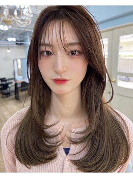 アンメリーアン(Ann merry ann) レイヤー韓国風ロングウルフカットワンカールシースルーバング