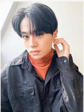 サロンリベルテ(salon Liberte) 黒髪マッシュグランジパーマコンマバング爽やかメンズカット