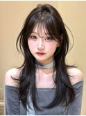 ニュアンスウルフ/ダークラベンダー/韓国巻き/顔周りカット