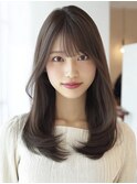 ミディアムレイヤーハッシュカットダークブラウンシャギーカット