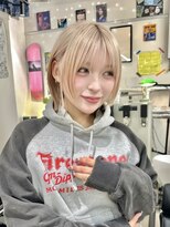 ヒビヲ 天神警固(HIBIO) 顔周りレイヤーカットダブルカラーケアブリーチレイヤーボブ