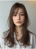 ピンクベージュ/アンブレラカラー/クールショート/前髪/表参道