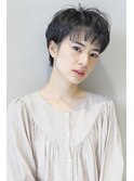 グレージュ  × ジグザグバング ☆黒髪ベリーショート