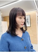フェイスレイヤー　前髪パッツン　ウルフ