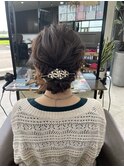 結婚式お呼ばれヘア/低めシニヨン/大人可愛い/編み込みヘア