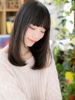 カバーヘア ブリス 戸田公園西口店(COVER HAIR bliss)&nbsp;黒髪オリーブグレージュ厚めバングロングc5戸田公園20代30代40代