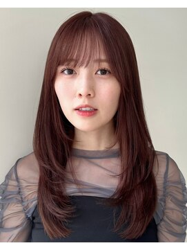 ノイカーム(noi Calm) 顔周りレイヤーカットくびれヘアミルクティーベージュカラー