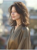 ☆オリーブグレーココアベージュ小顔クラゲヘアー/黒髪/髪質改善