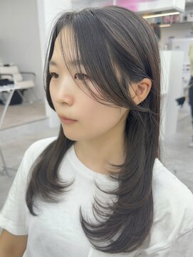 ビューブルー 亀戸錦糸町(VIEW BLUE) ◎小顔顔まわりレイヤー暗めカラーロングミディアム似合わせ前髪