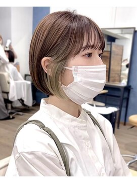 ルアン 上通り(ruen) 熊本ショート ショートボブ イヤリングカラー ベージュカラー