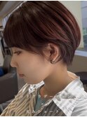 レッドブラウン×耳かけショート【中野美容室/中野ショート】