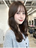 ミディアムロング/チョコレートカラー/小顔カット/艶カラー