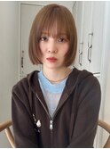 ハッシュカットレイヤーボブ グレージュ ベージュ シャギーボブ