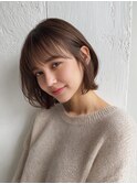 着物ヘア/ダークアッシュ/ミディアムレイヤーカット/人形町