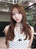 前髪カットロング韓国ヘア似合わせカット_F1375