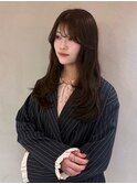 ウェーブレイヤーカットオリーブブラウン