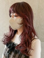 トップヘアーテラス(TOPHAIR TERRACE)&nbsp;知立顔周りレイヤーミディアムロングウェーブワインレッド20代