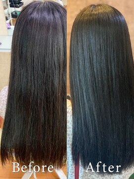 アークスヘアー 暗髪グレージュツヤ感UP♪ダメージレスのナチュラルストレート