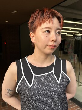ノラ ヘアーサロン(NORA HAIR SALON) 【大久保】無造作ショートスタイル、ブリーチオレンジスタイル