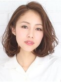 大人可愛い20代30代40代 かきあげボブ×ナチュラルブラウン
