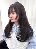 韓国ヘア顔まわりカットロングレイヤーワンホンヘア堀江