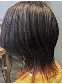 オレンジ裾カラーひし形ウルフ