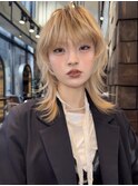 MINX宇都　ハイレイヤー ハッシュカット ミルクティーブロンド