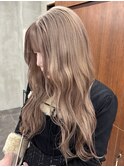 ミルクティーベージュダブルカラーハイトーン韓国レイヤー