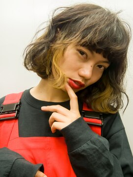 ダブ アオヤマ(DaB AOYAMA) 【DaB】くしゃっとデザインカラーオン眉切りっぱなしボブ