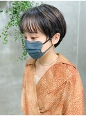 マッシュショート、オリーブベージュ、ベリーショート