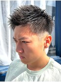 ビジネスショートスキンフェードツーブロックスパイキーショート