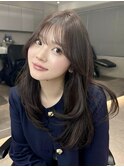 e28韓国レイヤーカットブリーチなしグレージュ透明感カラー