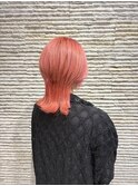 20代30代ソフトウルフ肩ラインダブルカラーピンクカラー