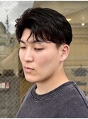 秋田メンズパーマ波巻きスパイラルパーマセンターパートフェード