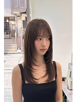 トレ(tre.)&nbsp;ブラウン前髪ありレイヤーセミロング